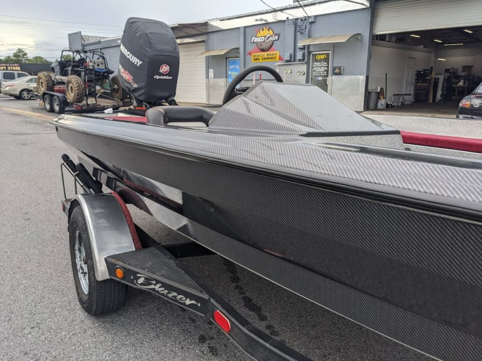 Boat with Custom Carbon Fiber Wrap Fried Color