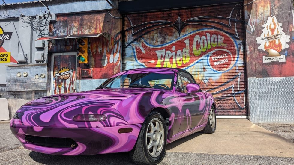 Miata Gets Custom Purple Vinyl Wrap Fried Color the-car-wrap-process-youtube